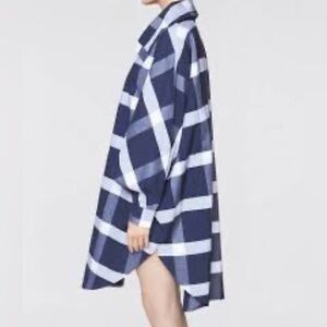 Kowtow oversized Contemporary cape tunic/top, size M/L, blue, high end